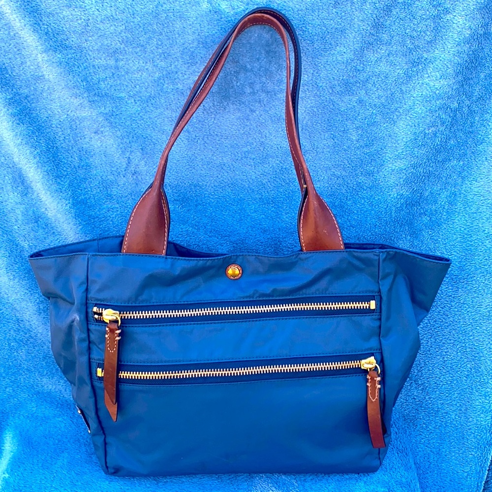 Frye Blue and Brown Tote Bag